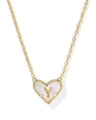 Ari Heart Letter Y Gold Short Pendant Necklace