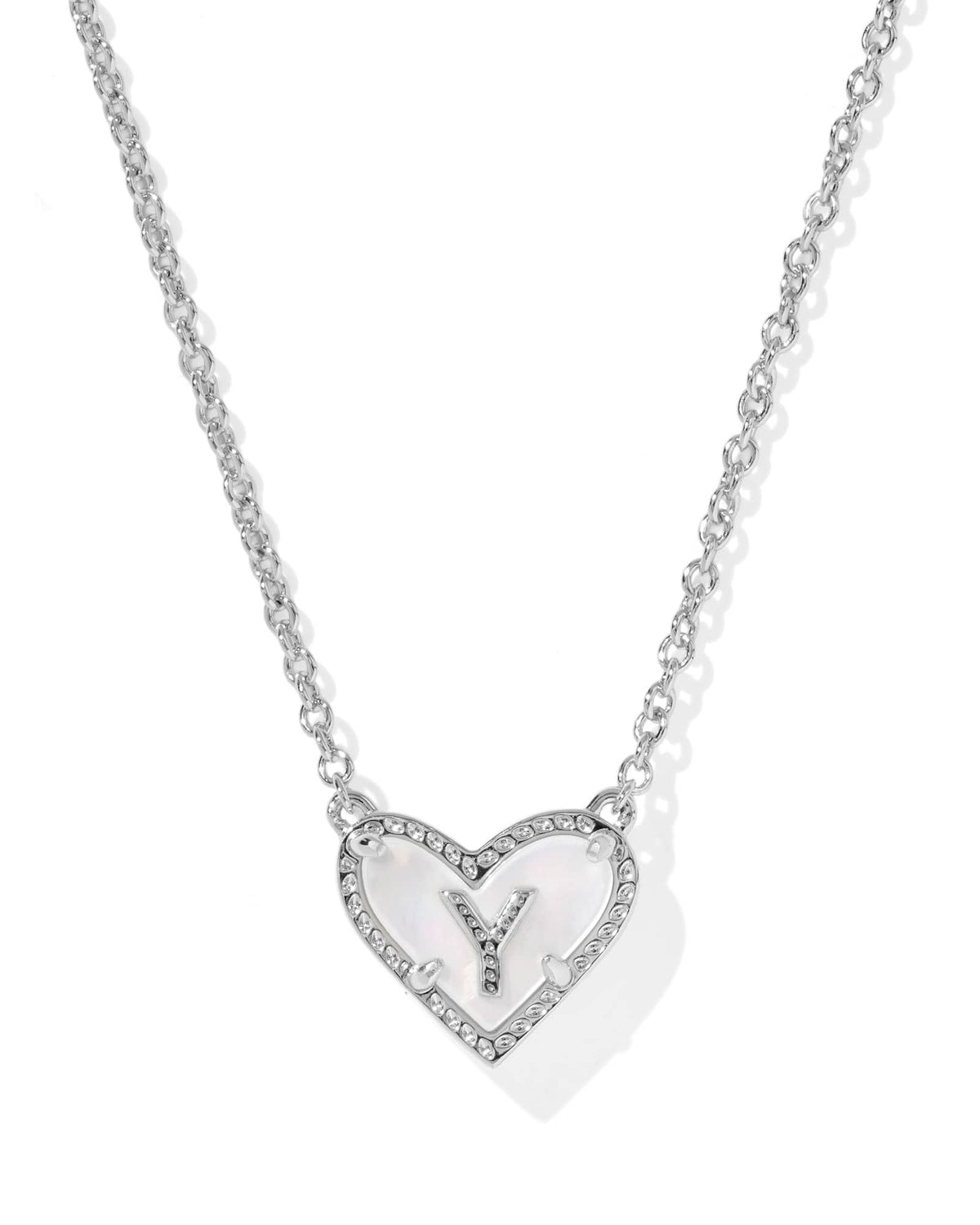 Ari Heart Letter Y Silver Short Pendant Necklace