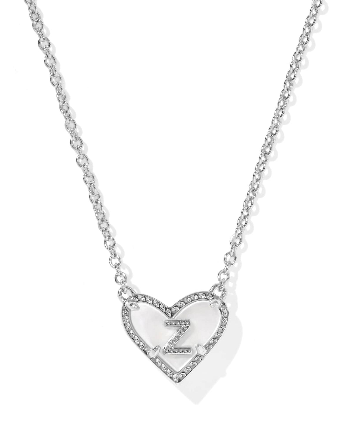 Ari Heart Letter Z Silver Short Pendant Necklace