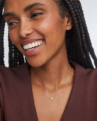 Heart 14k Yellow Gold Pendant Necklace in White Diamonds