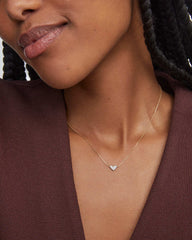 Heart 14k Yellow Gold Pendant Necklace in White Diamonds