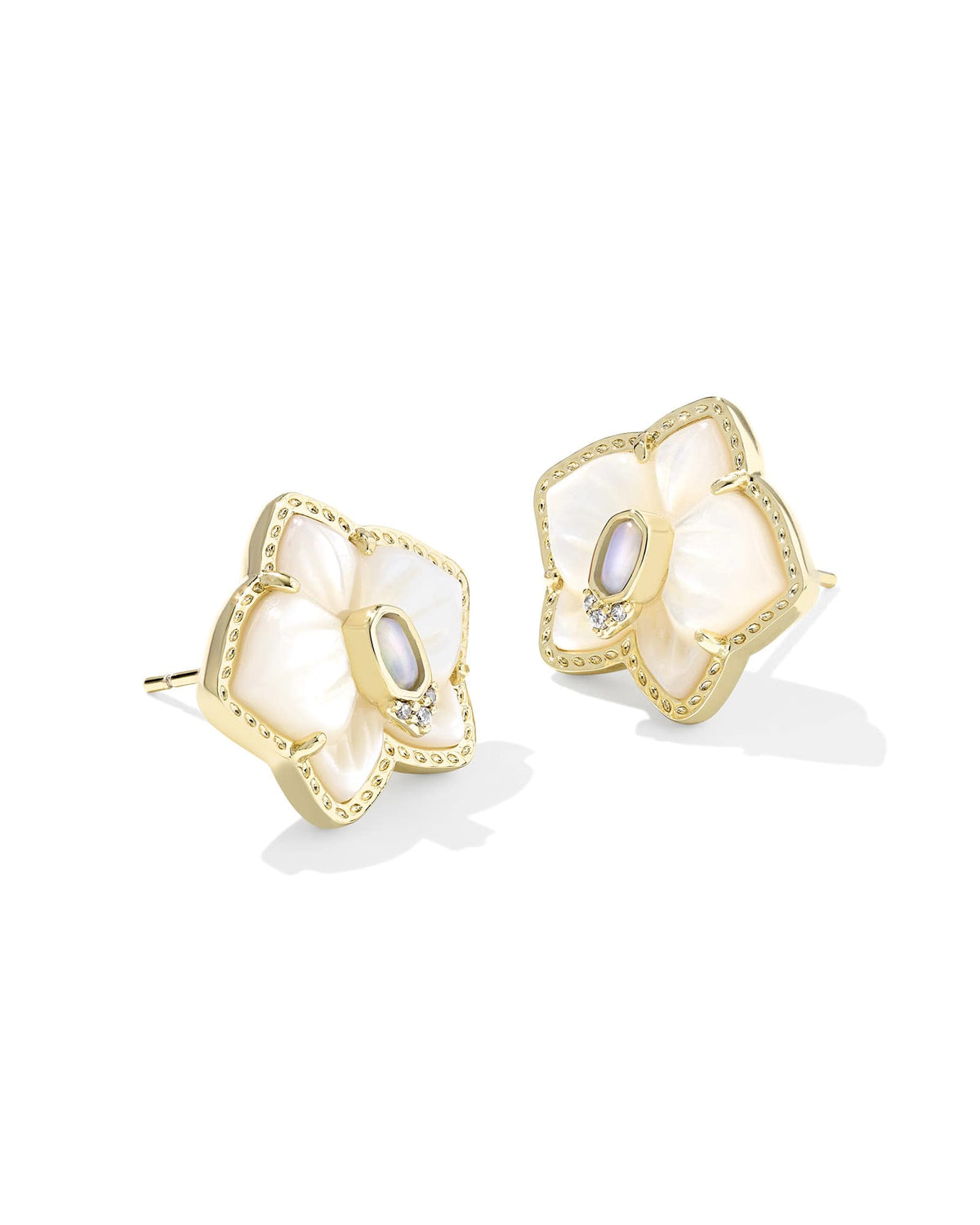 Joelle Orchid Gold Stud Earrings