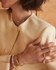 Jovie Gold Beaded Delicate Chain Bracelet in Freshwater Cultured Pearl