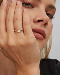 Juliette Gold Band Ring in White CZ