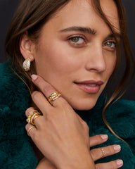 Krista Gold Bow Cocktail Ring in White Mix