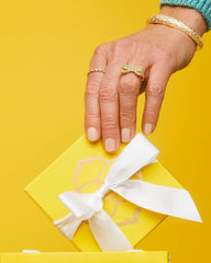 Krista Gold Bow Cocktail Ring in White Mix