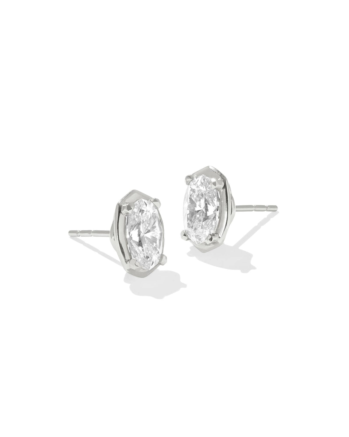 2 ct Lab Grown White Diamond Custom Elisa Stud Earrings in 14k White Gold