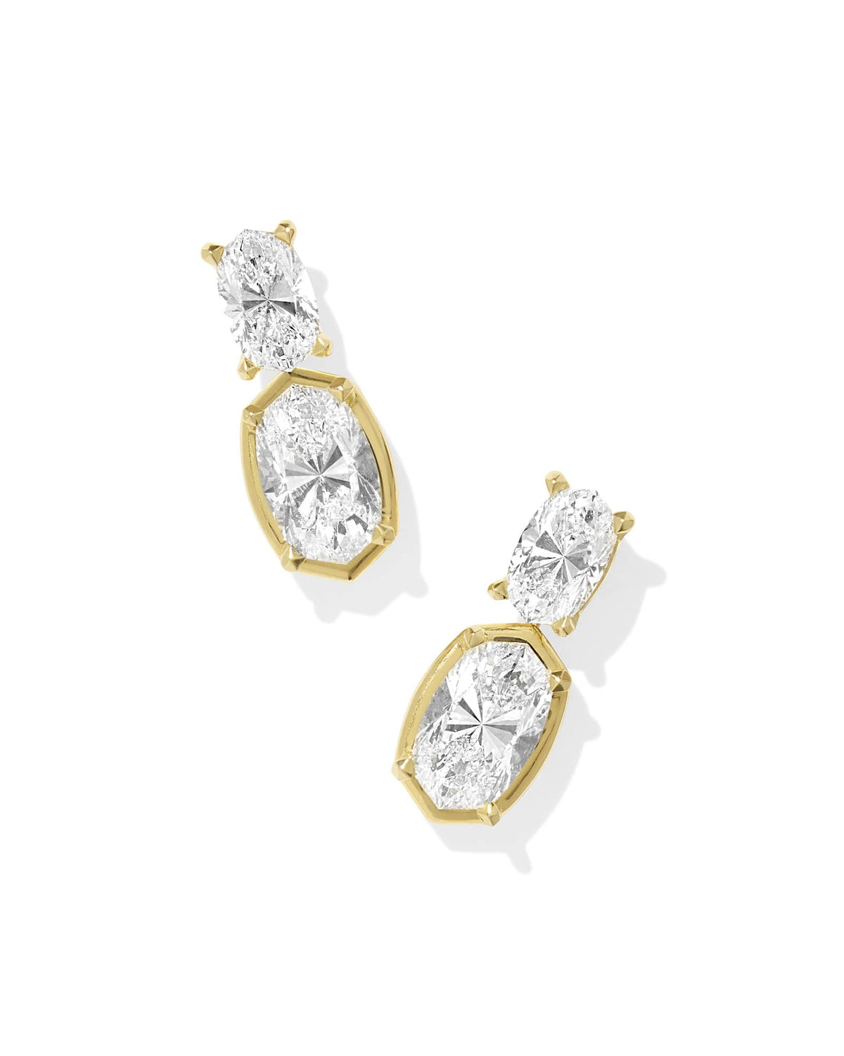 6 ct Lab Grown White Diamond Custom Elisa Drop Earrings in 14k Yellow Gold