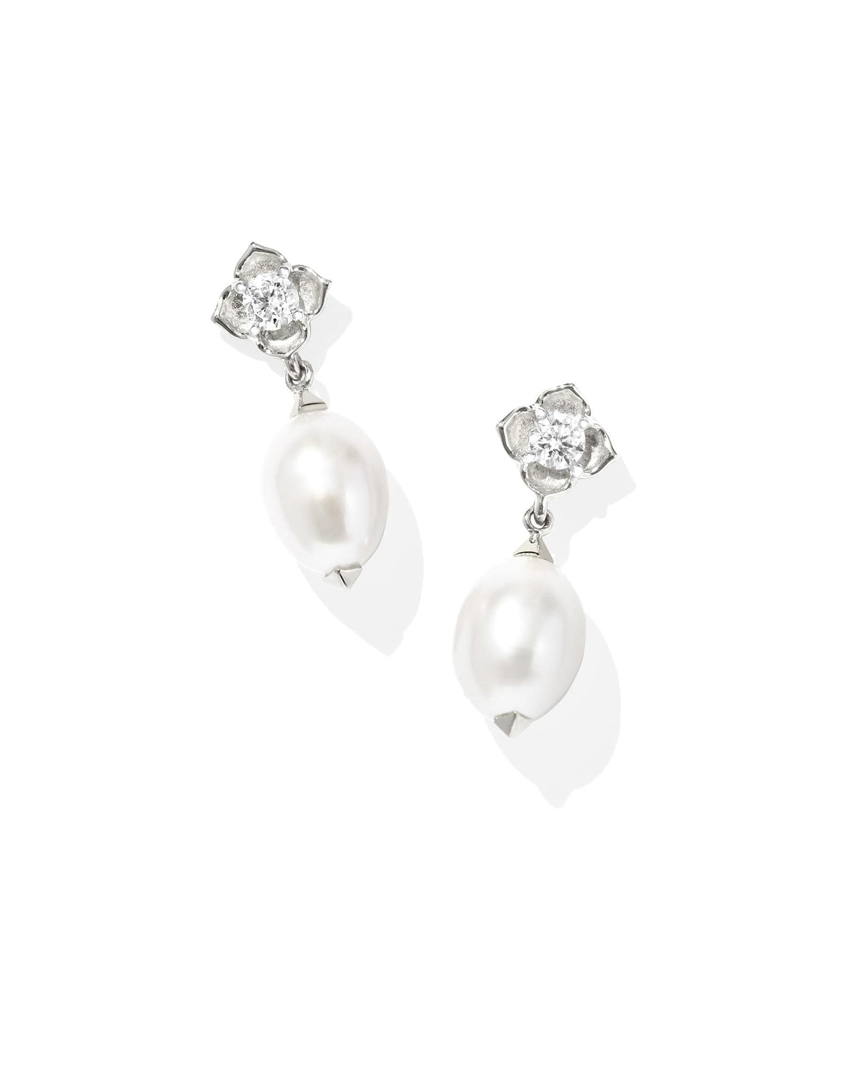 0.14 ct Lab Grown Diamond Dira 14k White Gold Pearl Drop Earrings