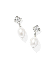 0.14 ct Lab Grown Diamond Dira 14k White Gold Pearl Drop Earrings