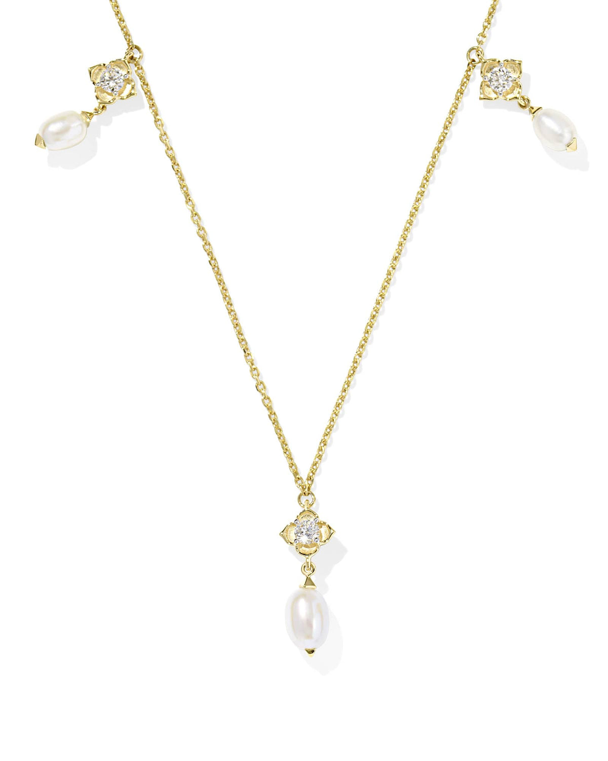 0.21 ct Lab Grown Diamond Dira 14k Yellow Gold Pearl Strand Necklace