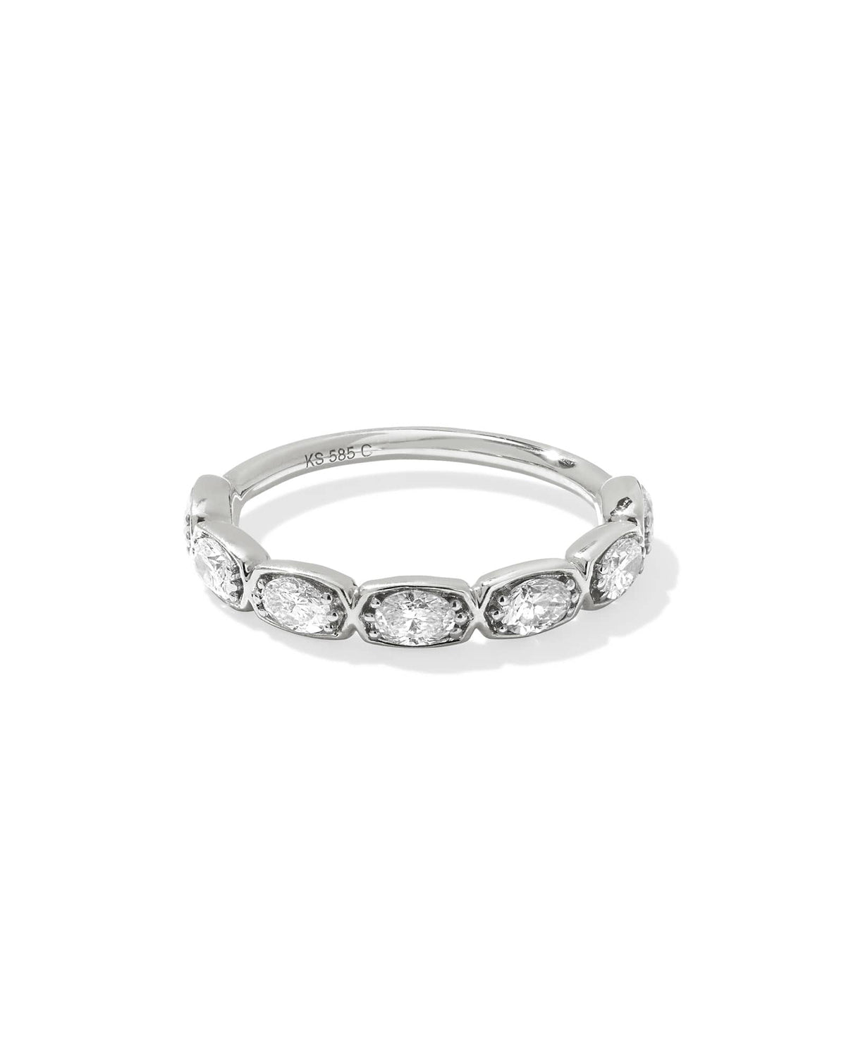 0.07 ct Lab Grown White Diamond Marisa Oval Band Ring in 14k White Gold