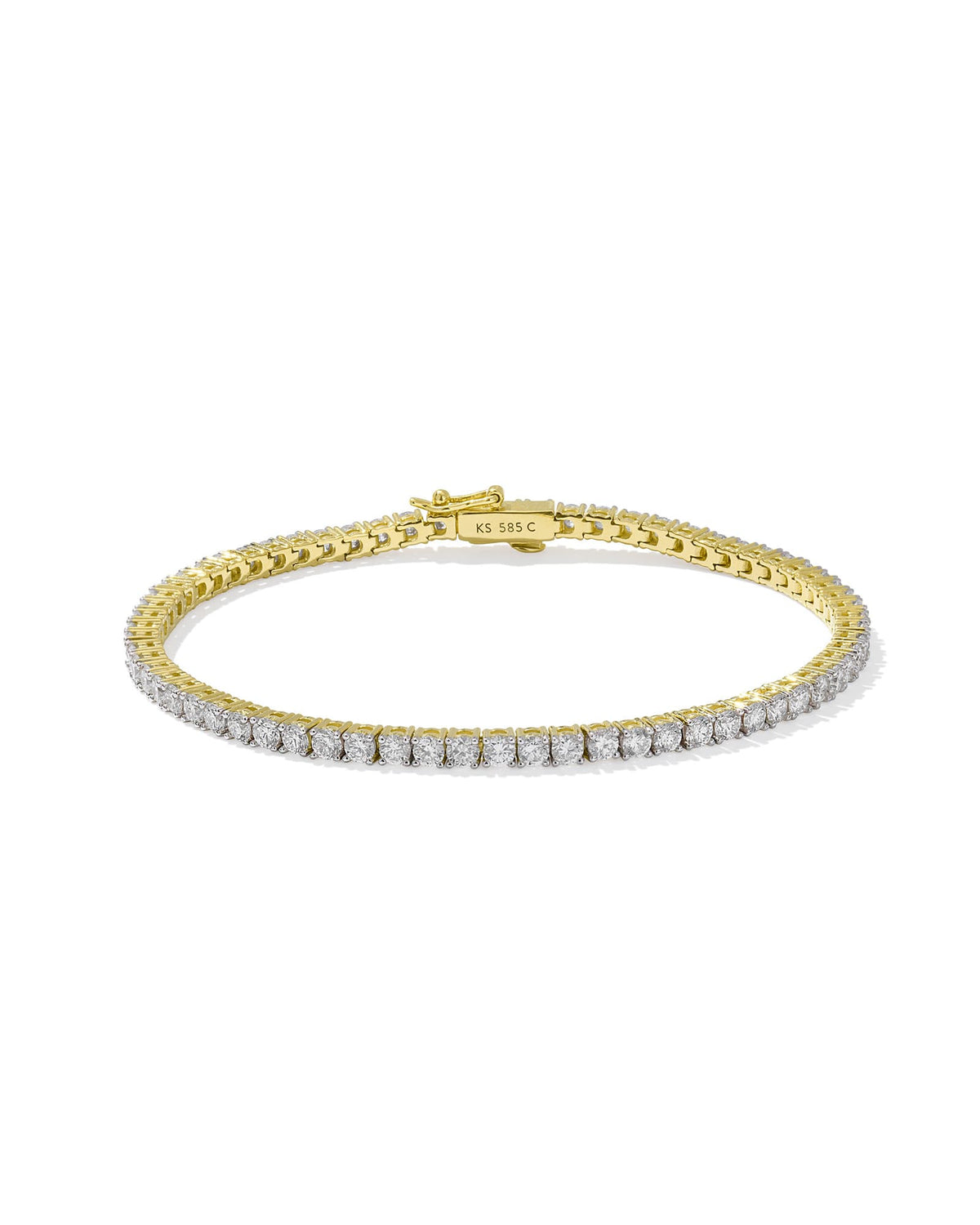 3.8 ct Lab Grown White Diamond Tennis Bracelet in 14k Yellow Gold