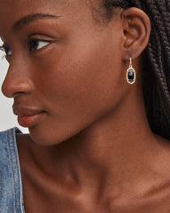 Lee Gold Drop Earrings in Black Opaque Glass