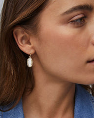 Lee Gold Drop Earrings in Ivory Mother-of-Pearl