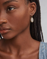 Lee Gold Drop Earrings in Platinum Drusy