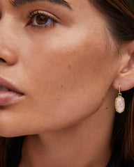 Lee Gold Drop Earrings in Rose Quartz