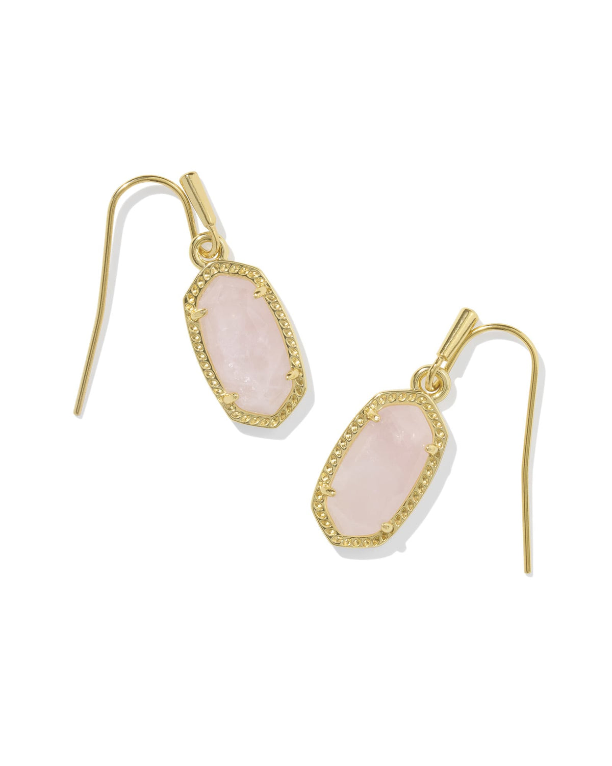 Lee Gold Drop Earrings in Rose Quartz