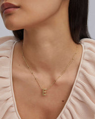 Letter E Pendant Necklace in Gold
