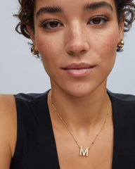 Letter M Pendant Necklace in Gold