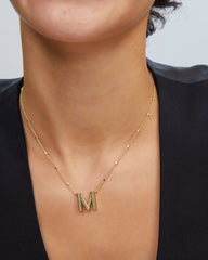 Letter M Pendant Necklace in Gold