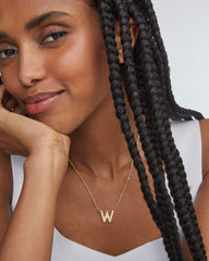 Letter W Pendant Necklace in Gold