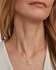 Letter X Pendant Necklace in Gold