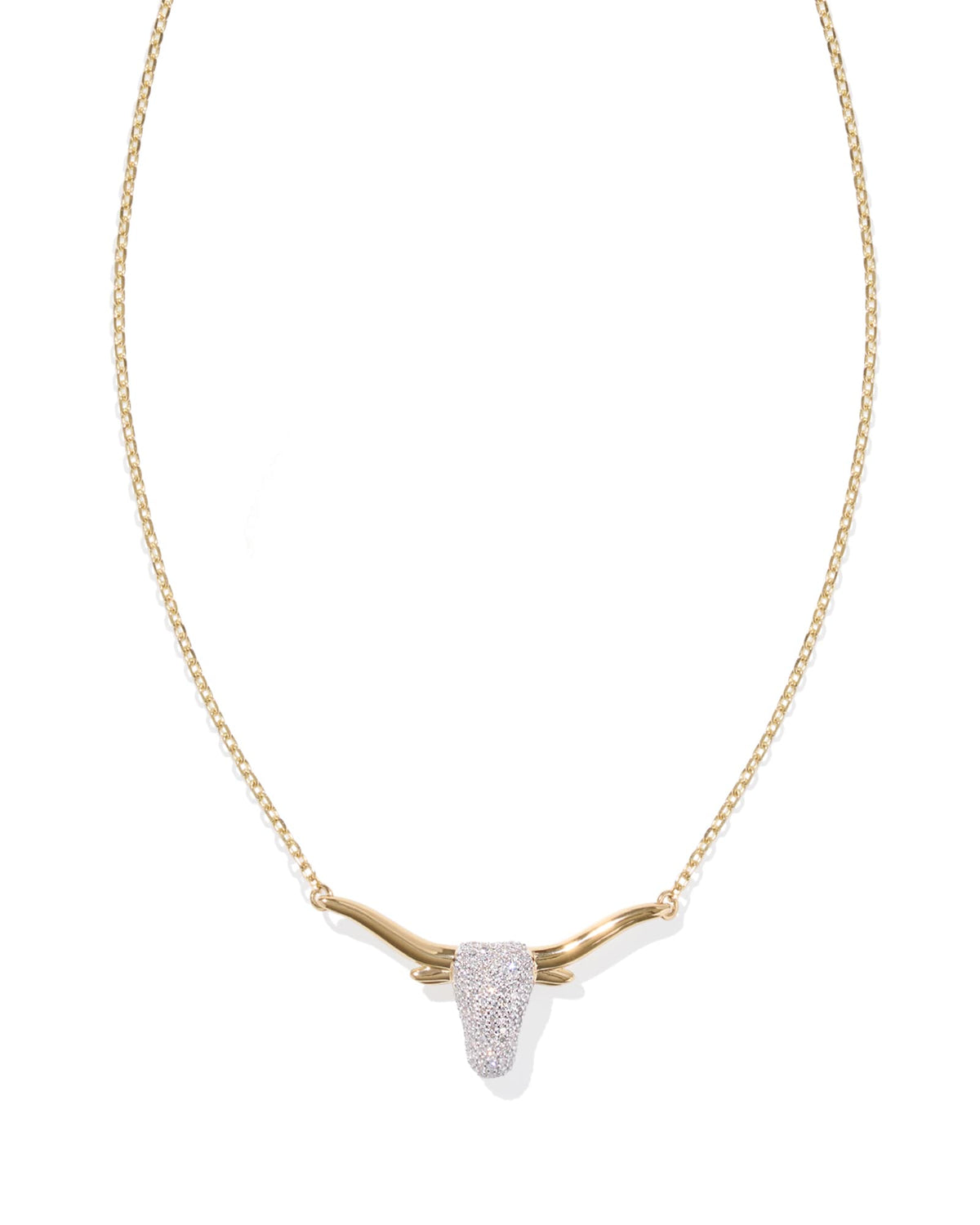 0.29 ct Longhorn Pendant Necklace in Pave Diamond and 14k Yellow Gold