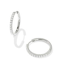 Mackenzie Sterling Silver Medium Hoop Earrings in White Topaz
