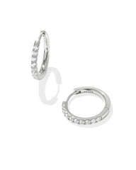Mackenzie Sterling Silver Small Hoop Earrings in White Topaz