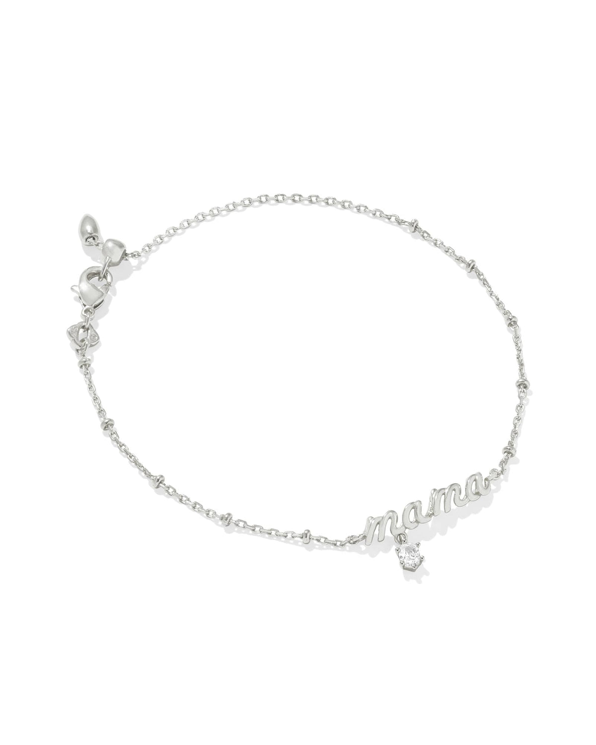 Mama Silver Crystal Delicate Chain Bracelet
