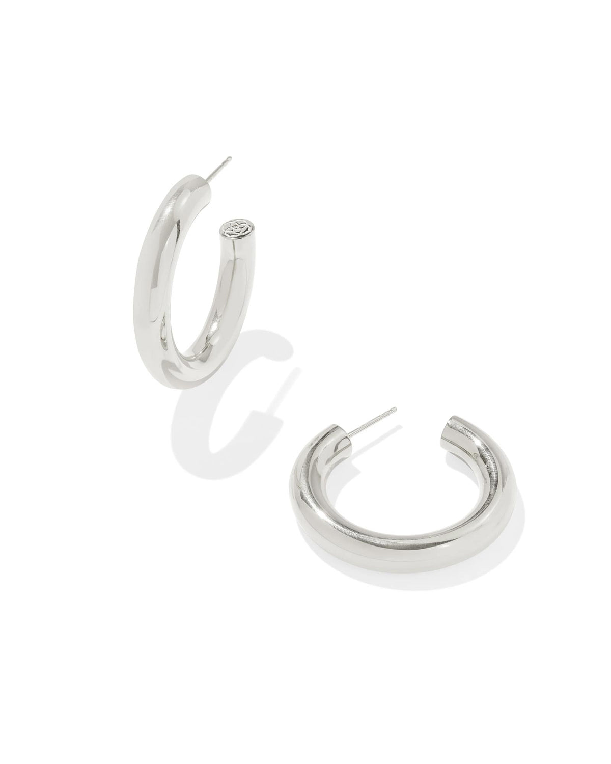 Medium Bold Tube Hoop Earrings in Sterling Silver