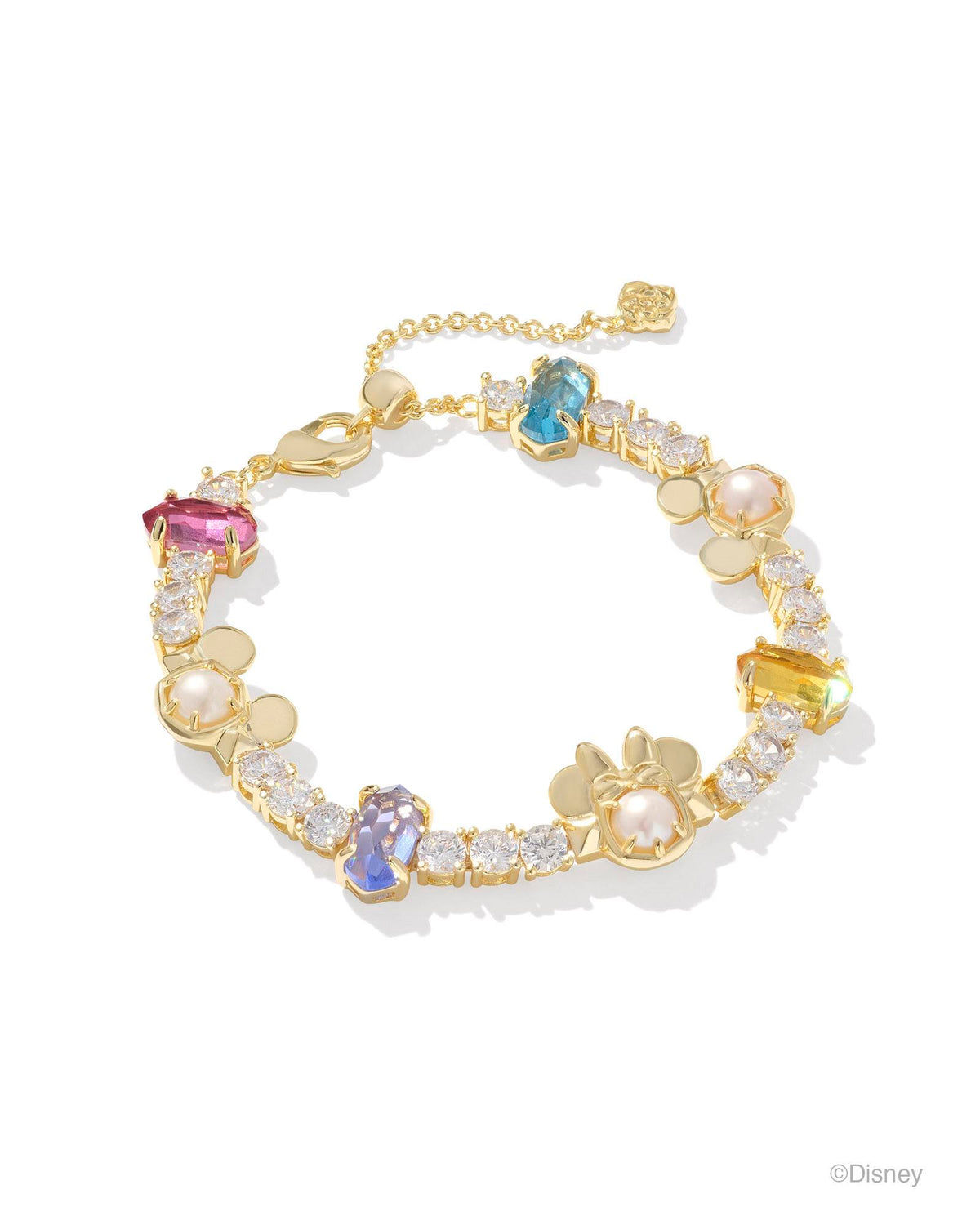 Disney | Kendra Scott Gold Mickey Mouse and Minnie Mouse Tennis Bracelet in Multi Mix