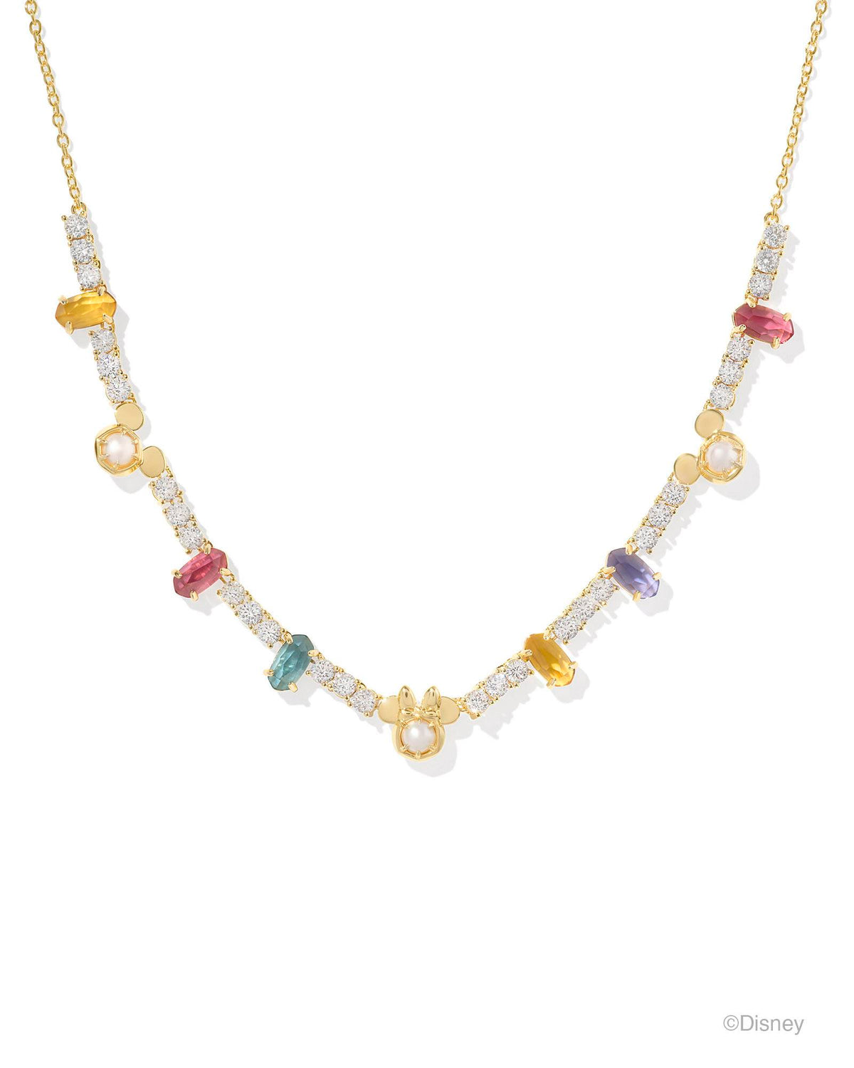 Disney | Kendra Scott Gold Mickey Mouse and Minnie Mouse Tennis Necklace in Multi Mix