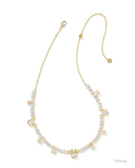 Disney | Kendra Scott Gold Mickey Mouse and Minnie Mouse Tennis Necklace in White CZ