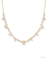 Disney | Kendra Scott Gold Mickey Mouse and Minnie Mouse Tennis Necklace in White CZ