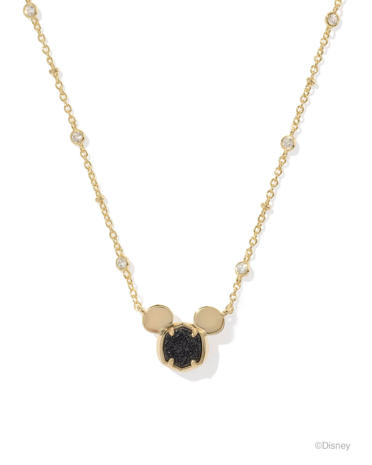 Disney | Kendra Scott Gold Mickey Mouse Short Pendant Necklace in Black Drusy