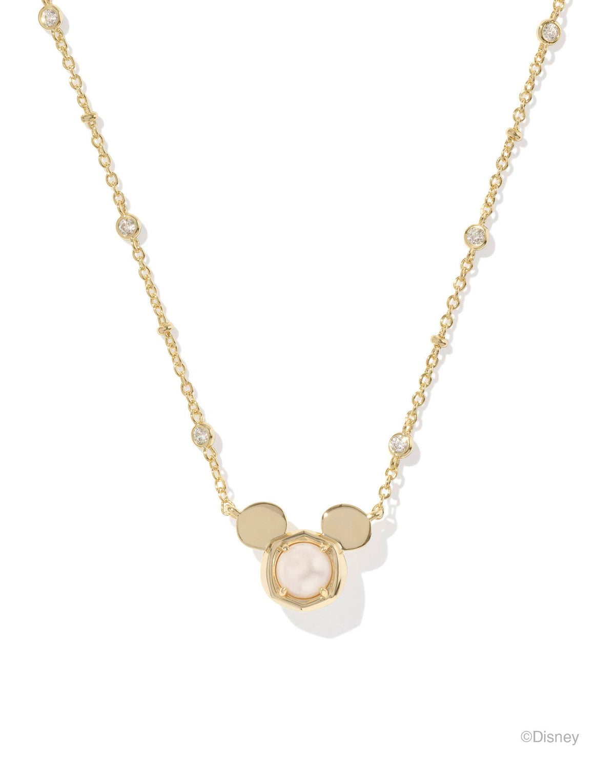 Disney | Kendra Scott Gold Mickey Mouse Short Pendant Necklace in Freshwater Cultured Pearl