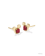 Disney | Kendra Scott Gold Mickey Mouse Stud Earrings in Bright Red Drusy