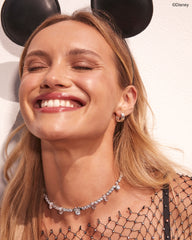 Disney | Kendra Scott Silver Mickey Mouse and Minnie Mouse Tennis Necklace in White CZ