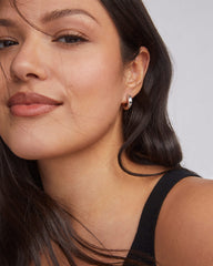 Mikki Metal Huggie Earrings in Silver