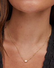 Mini Elisa Gold Satellite Short Pendant Necklace in Pink Opalite Crystal