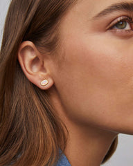 Mini Ellie Gold Stud Earrings in Pink Opalite Crystal