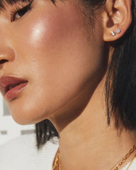 Mini Pave Circle 18k Gold Vermeil Single Stud Earring in White Topaz