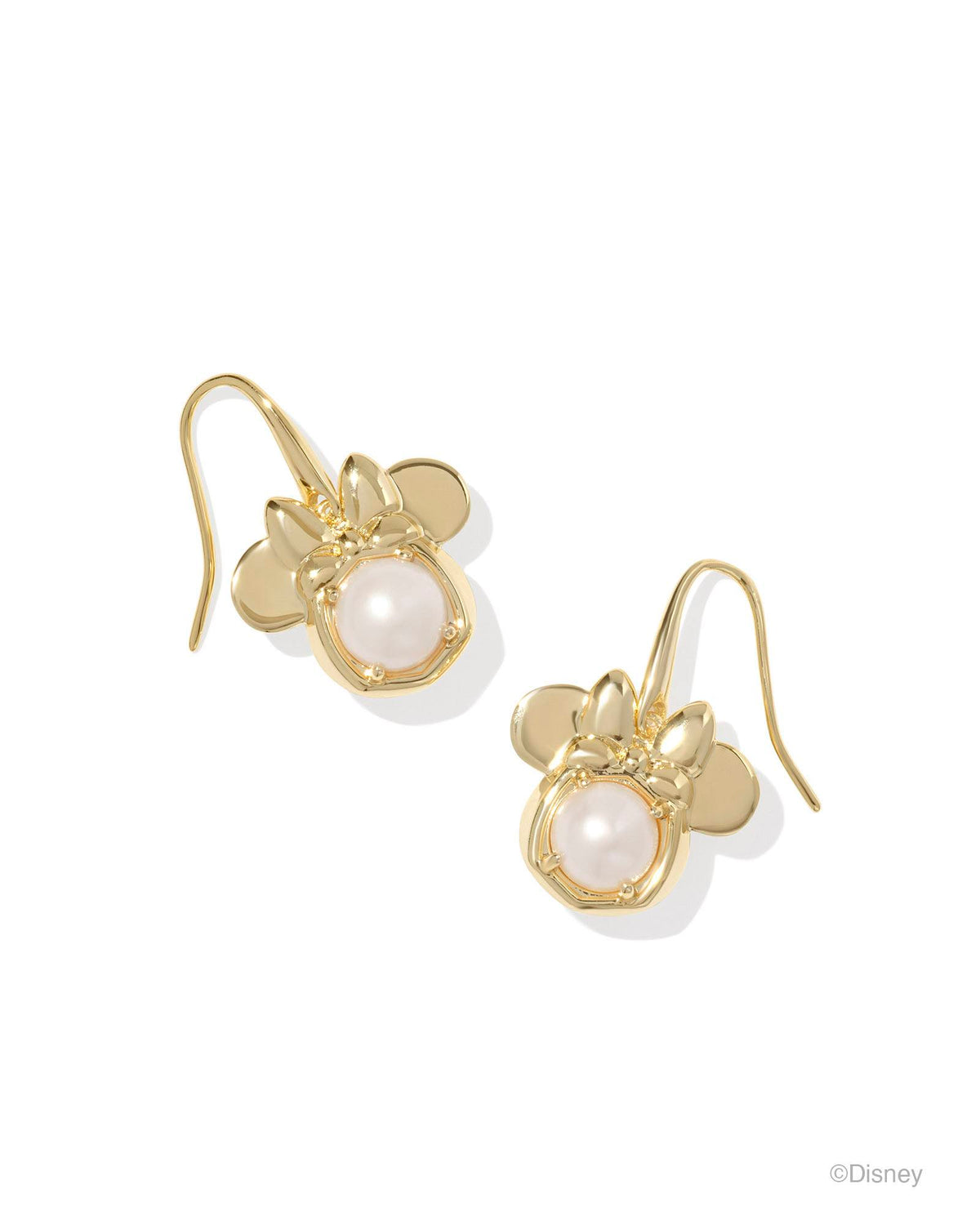 Disney | Kendra Scott Gold Minnie Mouse Drop Earrings in Freshwater Cultured Pearl