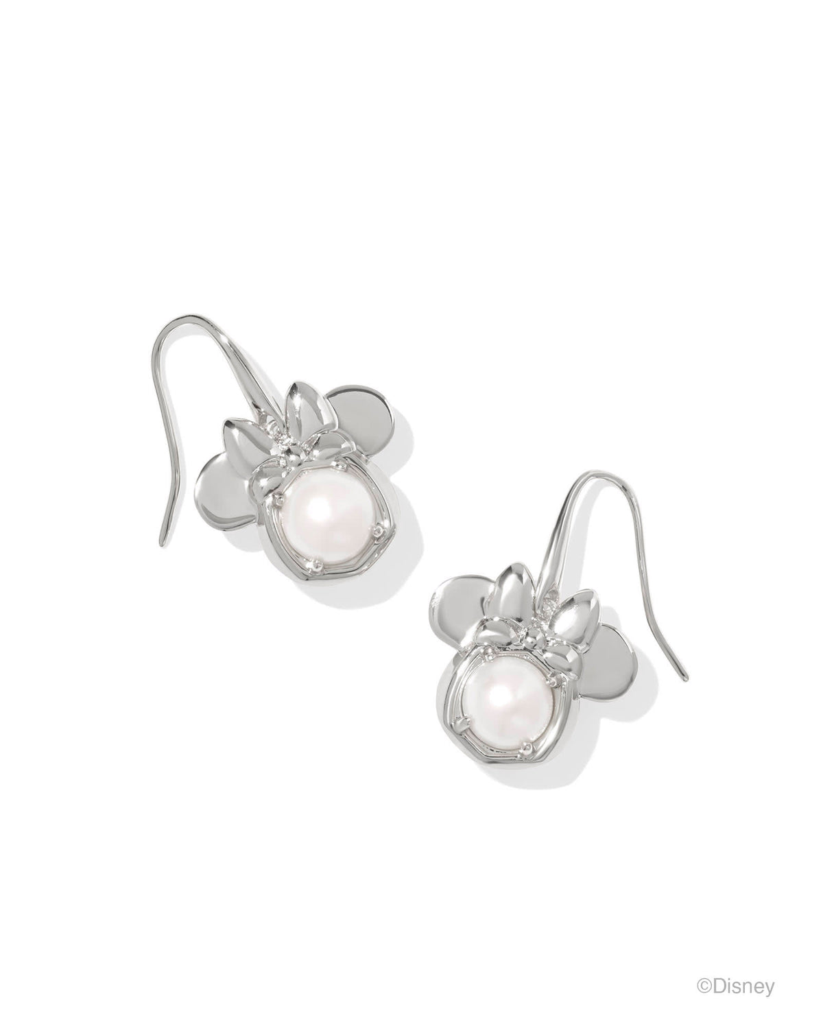 Disney | Kendra Scott Silver Minnie Mouse Drop Earrings in Freshwater Cultured Pearl
