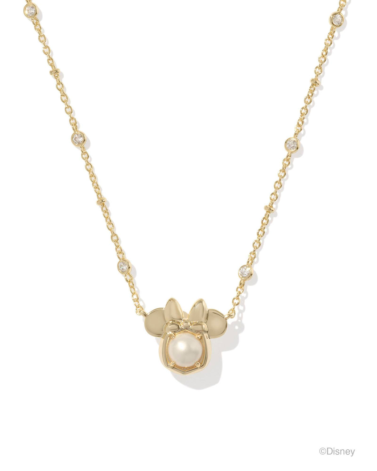 Disney | Kendra Scott Gold Minnie Mouse Short Pendant Necklace in Freshwater Cultured Pearl
