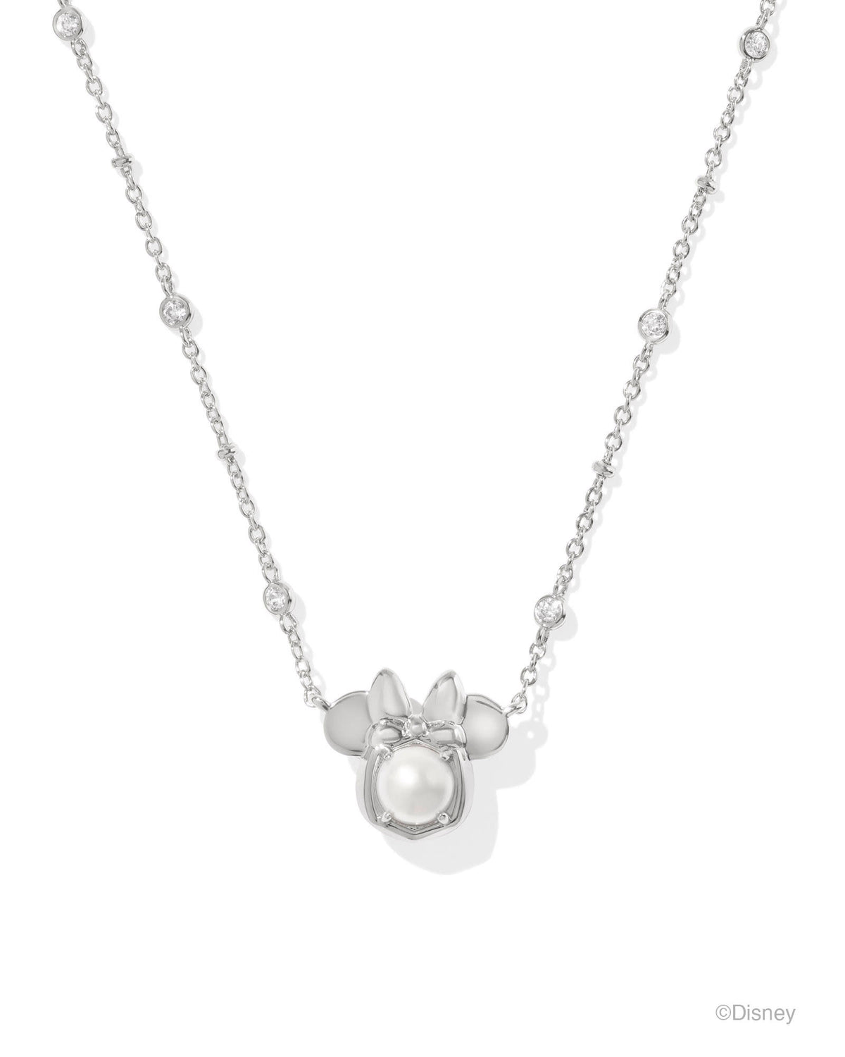 Disney | Kendra Scott Silver Minnie Mouse Short Pendant Necklace in Freshwater Cultured Pearl