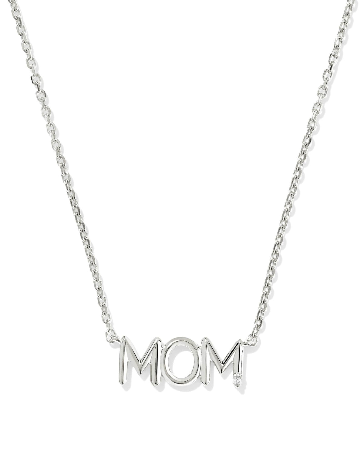 Mom Sparkle Sterling Silver Short Pendant Necklace