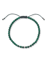 Otto Oxidized Sterling Silver Beaded Bracelet in Green Malachite